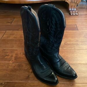 Old West Black Leather Ladies Preowned Boots Sz 6 1/2